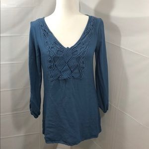 Tobi Slate Blue Split-Sleeve Tunic Top